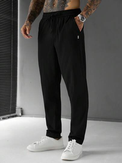 SLATEMANN Pantalones casuales de uso diario de unicolor con bolsillo para hombres