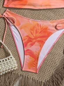 Bộ đồ bơi không dây họa tiết hoa ly Swim Vcay dành cho kỳ nghỉ, gợi cảm, bơi lội, tiệc bãi biển, bikini nhuộm nắng, chi tiết dây thừng, vẻ đẹp thanh lịch như nữ thần. - Màu Cam san hô - Xem 5