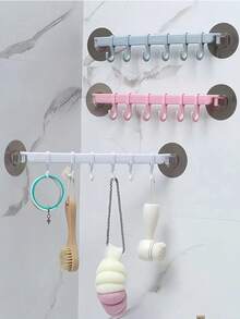 Haus Hana 6-Hook Non Drilling Wall Hanging Hook, Bathroom And Kitchen Storage Rack, Suitable For Towels, Tableware, Keys, Jackets, Bedroom And Dormitory Home Storage Hooks, Living Room Entrance Hat And Umbrella Storage, Beautiful Room Decoration - Multicolor - View 8