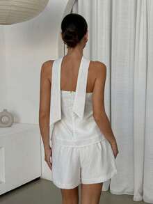 Lavishia Women Two-Piece Outfits Holiday Holiday Vacation Off White Minimalist Chic - Apricot - View 7
