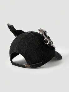 MortiRose 1pc Women's New Y2K Distressed Rabbit Ear Hole Baseball Cap, Personalized Street Hip Hop Snapback Hat, Exclusive For Halloween - Bunny Hat - View 8
