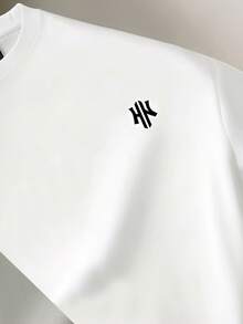Daypath Men's Minimalist Geometric Color Block Round Neck Short Sleeve T-Shirt,Asymmetric Patchwork White And Black,Summer,Streetwear,Sports,City Break Tee - White - View 2
