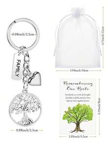 1 Piece Family Love Life Tree Alloy Keychain Pendant, Thanksgiving Party Favor Gift Set, Ideal For All Holiday Presents - multicolor - View 2