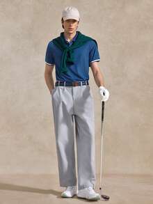 Courvante 男士對比領口與袖口短袖 Polo 衫，適合您的網球與高爾夫球男友 - 水鴨藍 - 查看 2