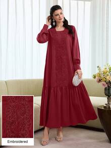 Yasmyna Elegante bata de fiesta holgada con parches de encaje floral para mujeres - Burdeos - Ver 5