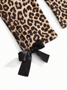 SHEIN Leggings de maternidade com estampa de leopardo e laço decorativo - Multicolorido - Ver 8