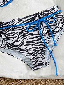 Swim SXY Bộ bikini thời trang thanh lịch dành cho nữ, thích hợp cho lễ hội âm nhạc bãi biển mùa xuân/hè, họa tiết da báo, có gọng nâng ngực và nơ thắt cổ. - Nhiều màu - Xem 6