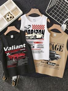 6pcs/Set Classic Cool Racing Culture Graphic Print Sleeveless Vest For Summer, Vintage Racing Pattern Print Vest Blind Box, RANDOM 6 PCS SEND 3 PCS - Multicolor - View 3