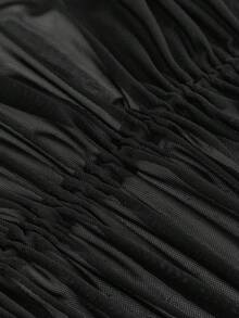 ROMWE Goth 哥特风薄纱流苏罩衫，适合夏季海滩装扮 - 黑色 - 查看 9