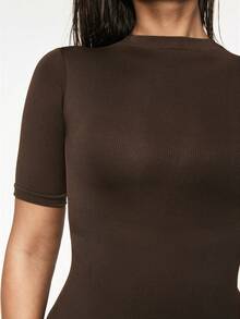 SHAPORA 1pc Brown Comfortable Minimalist Women's Shapewear Jumpsuit - Brown - View 7