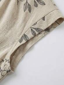 EMERY ROSE Plus Size Woven Floral Fashion Casual Resort Summer Women's Shirt - Apricot - View 6