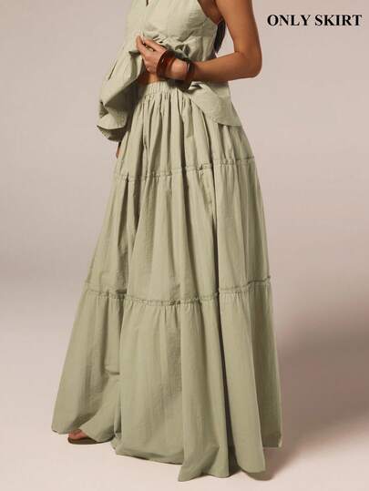COSMINA Women's Solid Color Fashionable Versatile Skirt, Suitable For Vacation And Travel