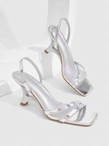 CUCCOO SZL Giày sandal thời trang nữ, giày đế xuồng dự tiệc, giày đi nghỉ hè, thanh lịch và đa năng, phù hợp cho công sở và thường ngày, giày thời trang mùa xuân, giày cho kỳ nghỉ xuân, giày lễ Phục sinh, giày Giáng sinh. - Bạc - Xem 1