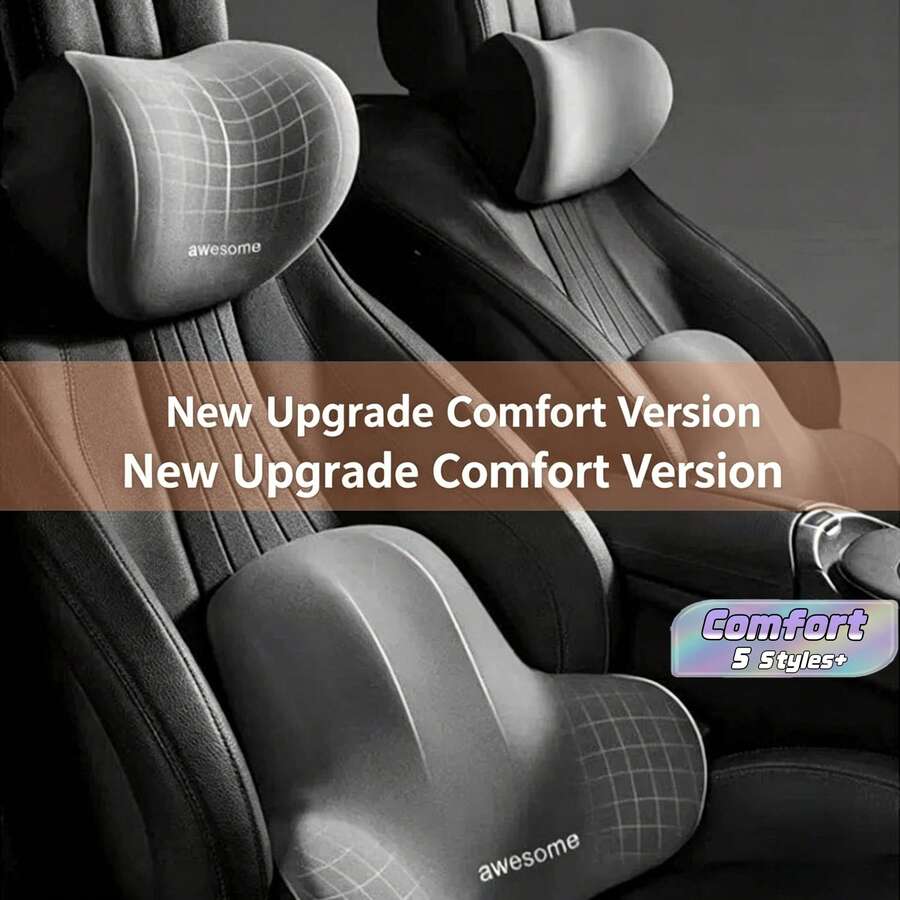 1PC Ergonomic Lumbar Support Cushion Set For Office Chair, Memory Foam Backrest And Seat Pad, Soft Polyester Cover, Comfortable Relief Design, Ideal For Home And Office Use, Washable By Hand, Available In Black And Grey