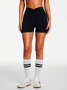 Hanevo Women's Comfortable Breathable Solid Color Casual Summer Shorts - Black - View 1