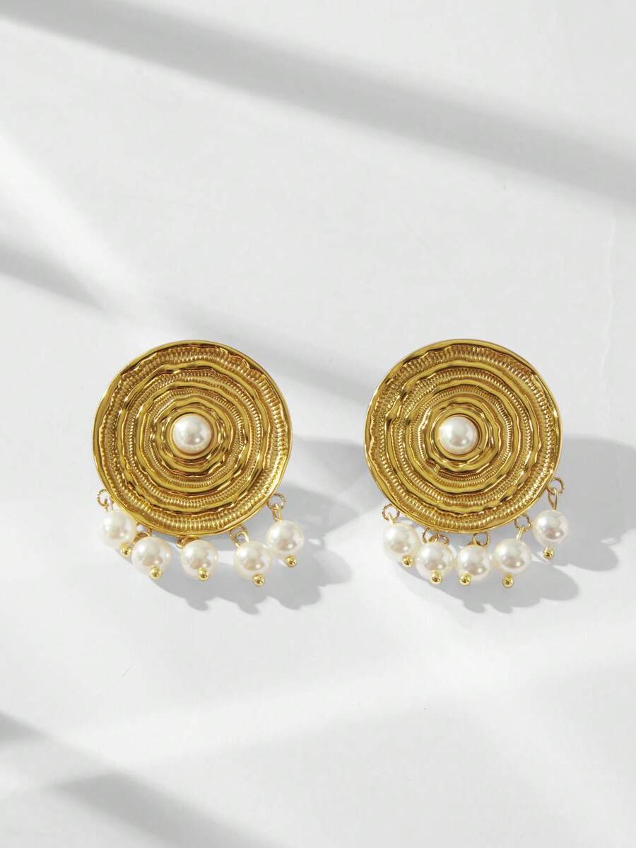 Maija 18K Stainless Steel Pearl Earrings - Gold - View 1