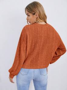 Easowa Pearls Detail Rib Knit Tee,Casual - Brown - View 6