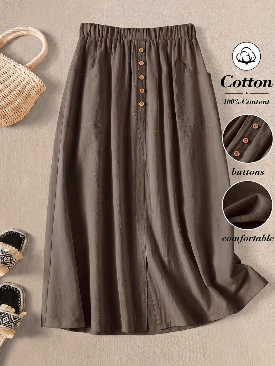 Rusticease Casual Retro Coffee 's Skirt, Autumn Brunch Spring/Summer - Brown - View 1