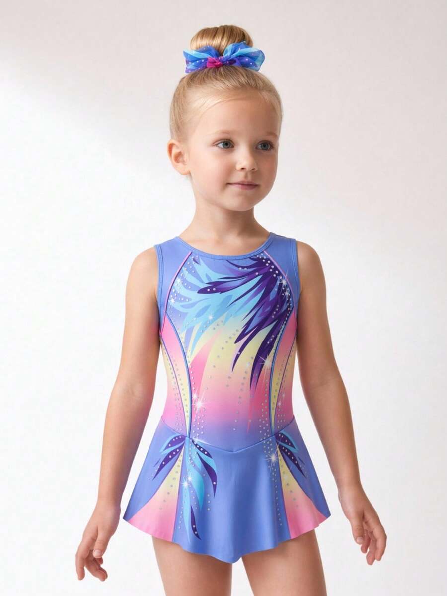 SHEIN Đầm thể thao in họa tiết thường ngày cho bé gái - Màu tím - Xem 1
