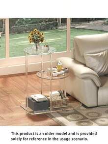 3-Tier Transparent Acrylic Round Side Table, Modern Layered Nightstand Or Plant Stand, Suitable For Living Room, Bedroom Or Entryway - Transparent - View 12