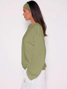 MUSERA Loose Long Sleeve Top Casual Capsule Wardrobe Everyday Oversized Tees Airport Winter Elegant Holiday Vacation Spring Summer - Green - View 2