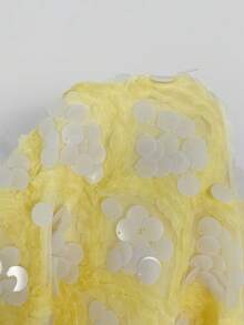 SHEIN BAE Robe mini dos nu à sequins abricot, convenant pour cocktail, rendez-vous romantique, superposition automne/hiver, soirée, événement formel, Halloween, Noël - Jaune citron - Voir 7