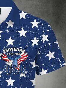 Manfinity LEGND 美国独立250周年男士衬衫，美国国旗衬衫，美国自由，爱国男士衬衫，鹰印花衬衫 - 彩色 - 查看 4