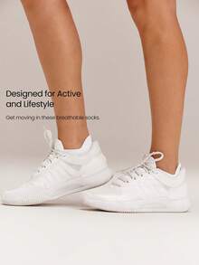 GLOWMODE 3 Pairs Arch Support Everyday Socks Gym - White Polka Dots - View 5