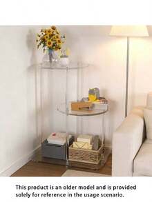 3-Tier Transparent Acrylic Round Side Table, Modern Layered Nightstand Or Plant Stand, Suitable For Living Room, Bedroom Or Entryway - Transparent - View 13