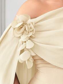 Rafferiza Women's Long Chiffon Patchwork Wrap Floral Dress - Apricot - View 6