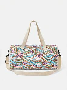 We Bare Bears X SHEIN Tas Tote Fashion Wanita Motif Kartun Bunga Mekar, Gelembung, dan Bunga Buttercup - Putih - View 5