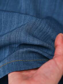 Elaquor Conjunto de 2 piezas de chaleco y pantalones cortos de talla grande de verano con decoración de metal - Azul - Ver 5