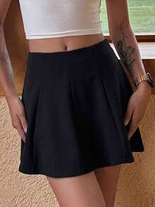 DAZY High Waist Flare Skirt Fall Skirts - Black - View 9