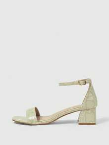 Sleekvia Women's New Chunky High-Heeled Sandals, One-Piece Simple Design With Ankle Strap, Versatile And Comfortable, Suitable For Going Out, Commuting, Casual, And Vacation. Summer - Gold - View 2