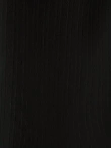 SHEIN 女士纯色纹理纽扣半开襟长袖衬衫 - 黑色 - 查看 8