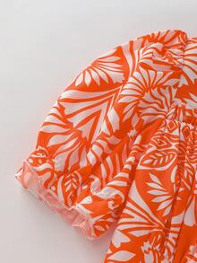 SHEIN Raffinéa Đầm hè nữ, cổ vuông, tay ngắn, cổ tay bo chun, xếp ly phía trước, trang trí nơ, dáng chữ A, họa tiết hoa in kỹ thuật số, đa năng và thanh lịch, thích hợp mặc hàng ngày. - Nhiều màu - Xem 6