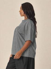 MUSERA Plus Size Graphic Plus Size Tshirt Spring Summer Cute Cosy Cottage Core Spring Dew Holiday - Dark Grey - View 3