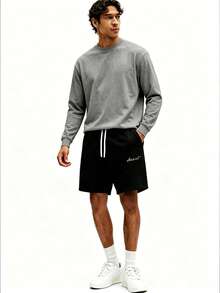 Sport MetroGents Quần short thể thao nam cạp chun, có dây rút, kiểu dáng thường ngày, đa năng. - màu đen - Xem 5