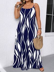 Breezaya 大尺碼女款吊帶休閒洋裝，旗幟圖案印花，美國日 7 月 4 日穿搭，快遞至加州最快 3 個工作日送達 - 彩色 - 查看 4
