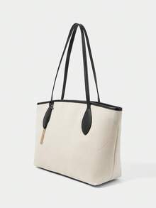 SHECARRY Women's Shoulder Tote Bag, School Trip, Commute, Work, Elegant Handbag, Large Handle Bag. - Beige - View 2