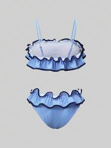 Swim Oasis 26SS Spring/Summer Striped Ruffle Elegant 3 Pieces Set: Skirt & Swimwear - Multicolor - View 8