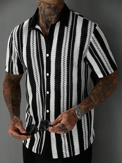 SLATEMANN Men's Casual Mesh Patchwork Street-Style Shirt