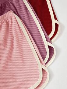 Snug Zone 6pcs/Set Women Contrast Trim Casual Camisole And Shorts Pajama Set, Multi-Color - Multicolor - View 6