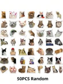 1SET 50PCS Cute Cat Waterproof DIY Stickers - Racing Style Laptop Phone Case Guitar Travel Motorcycle Car Accessories Sticker - cat - View 4