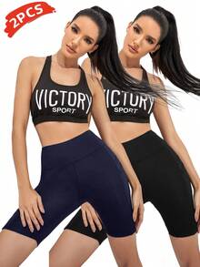Velisys Velisys Set de 2 pantalones cortos deportivos y de yoga con múltiples bolsillos para verano - Multicolor - Ver 3