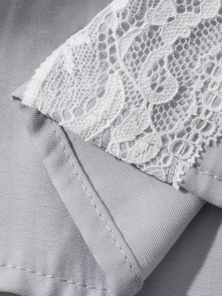 Women's Lace Patchwork Sleeveless Square Neck Summer Pajama Set