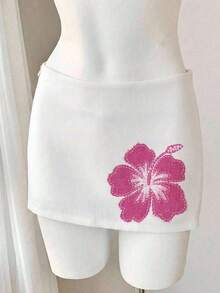 Comfortcana Women's Floral Print Bodycon Mini Skirt - Pink - View 3
