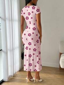 Modelyn 夏季方领美人鱼荷叶边下摆修身连衣裙 - 彩色 - 查看 2
