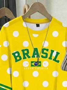 SHEIN EZwear 黃色波點針織上衣 夏季巴西風旅行度假街頭風上衣 - 彩色 - 查看 6