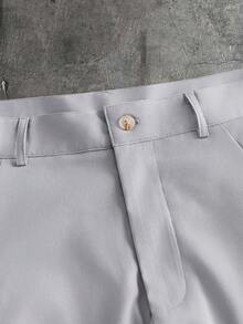 AXEPEAK Pantalones casuales versátiles de uso diario con botones y pliegues de unicolor para hombres - Gris - Ver 8